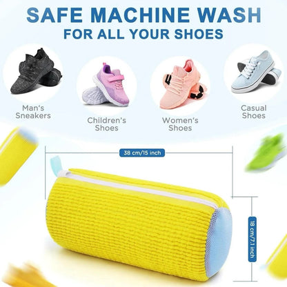 Reusable Shoe Washing Machine Bag for Sneakers – Soft Chenille Laundry Bag with Invisible Zipper & Side Opening for Washer & Dryer Use